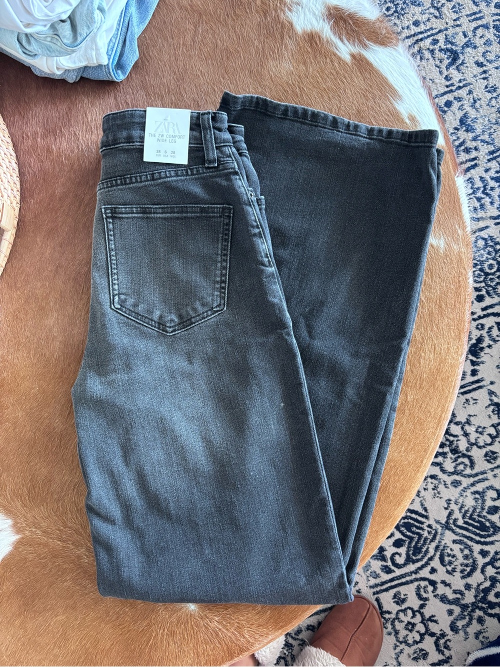 Zara Black Wide Leg Flare Jeans